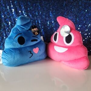 2 NWT. Emoji Plush Toy Set - Pink and Blue